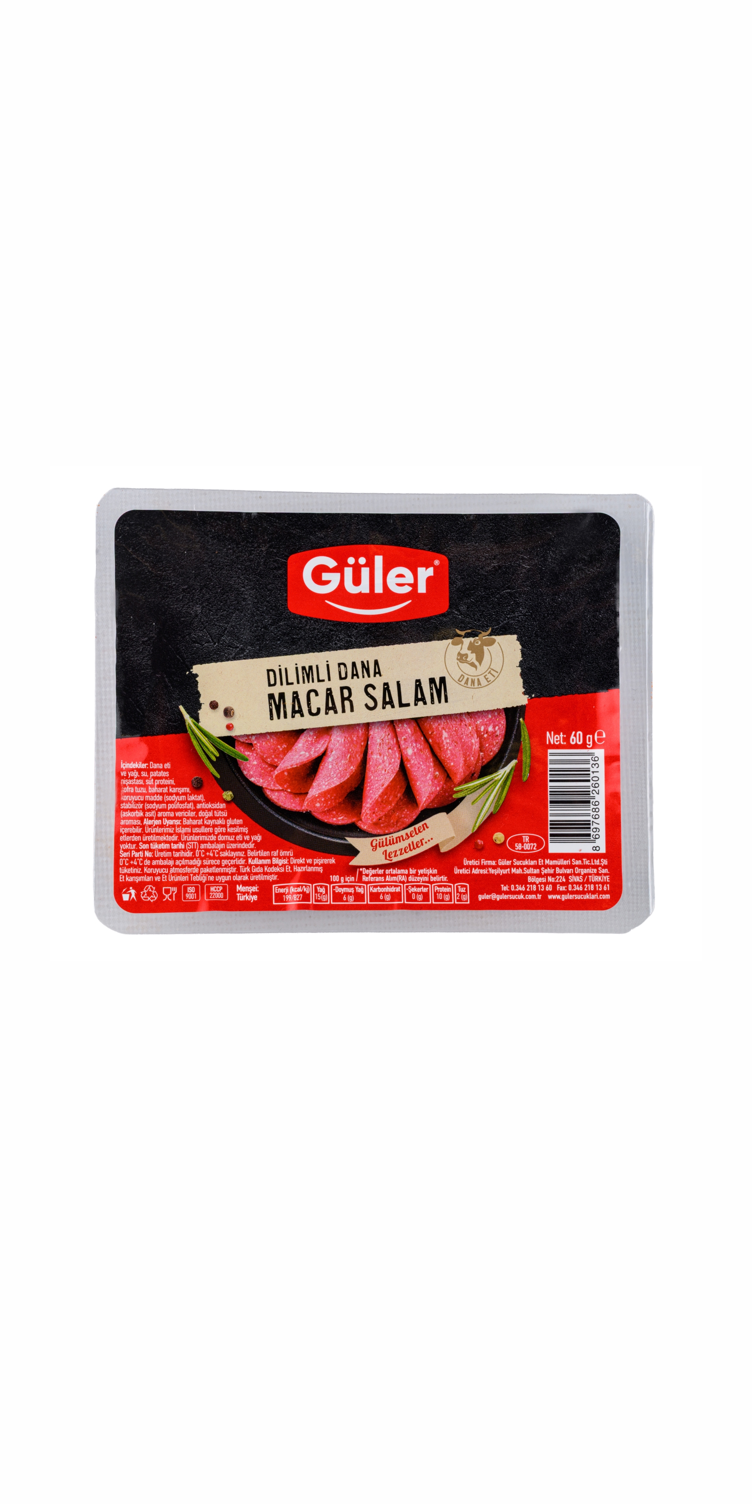 Güler Aç Bitir Dana Salam 60 Gr - GÜLER